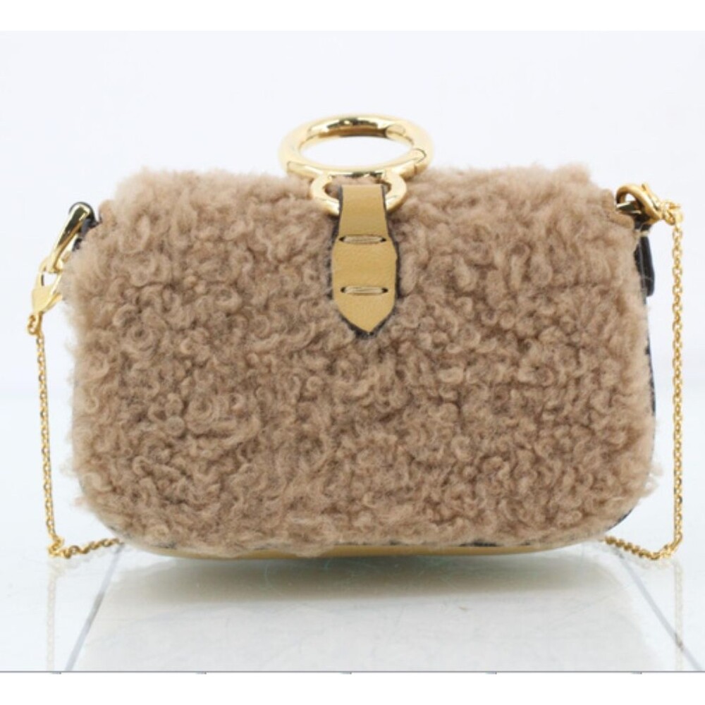 Fendi Baguette Bag Tan and Gold Shearling Mini with original COA, tags, dust bag - Picture 4 of 16